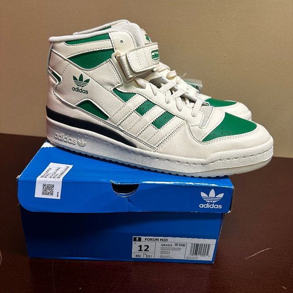 Adidas Originals Mens White Green Forum Mid GW1623 Basketball Shoes Size US 12 main image 4